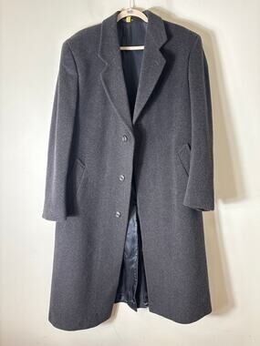 Men's Vintage Silver Cloud Charcoal Gray Long Sleeve Overcoat Sz 46L